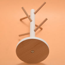 Wooden Mug Hanging Display Rack Drinkware Shelf with 6 Hooks Tree Shape Wood Coffee Tea Cup Storage Holder Stand White