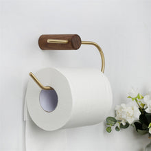 Wooden Tissue Holder Brass Toilet Paper Holder Black Walnut & Gold