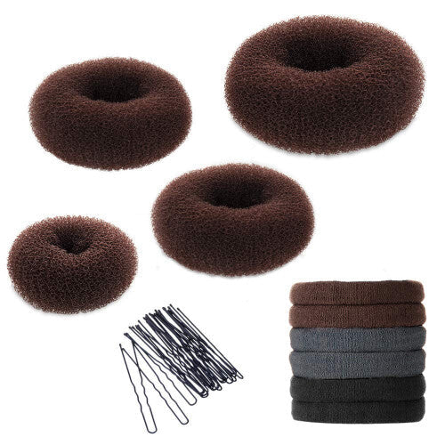 YaFex Hair Donut Bun Maker Kit  4 Pieces (1 Large  2 Medium and 1 Smal