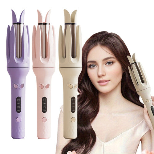 (Yellow) Automatic Hair Curler 28mm Negative Ions Electric Ceramic Curling Hair Stick Rotating Curl Waves Anti-Tangle Curling Iron Styler