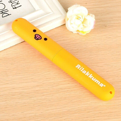 (Yellow) Toothbrush Portable Cover Holder Bear Storage Box Outdoor Travel Cap Protector