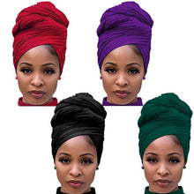 Youme 4 Packs Head Wrap Scarf Stretch Jersey Turban Extra Long Ultra S