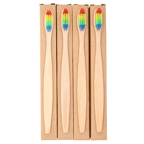 Youngshion Naturable Biodegradable Charcoal Bamboo Toothbrushes Eco-Friendly Tongue Cleaner with Soft Multi-Colour Bristles Pack of 10