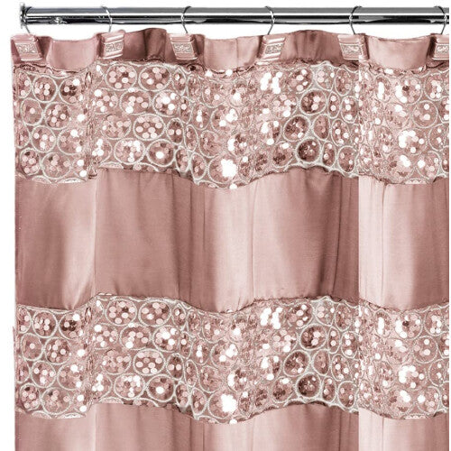 Zahari Home Sinatra Bathroom Shower Curtain Glamorous Bling Fabric Shower Curtain  72x70  Blush