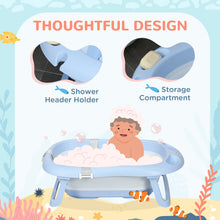 ZONEKIZ Foldable Baby Bathtub w/ Non-Slip Support Legs, Cushion Pad - Blue