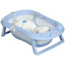 ZONEKIZ Foldable Baby Bathtub w/ Non-Slip Support Legs, Cushion Pad - Blue